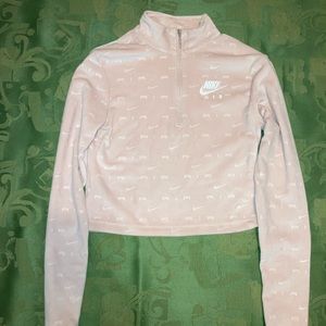 Womens Velour 1/4 zipper crop jacket